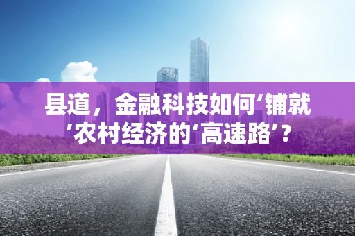 县道，金融科技如何‘铺就’农村经济的‘高速路’？
