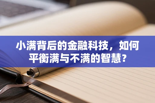 小满背后的金融科技，如何平衡满与不满的智慧？