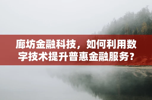 廊坊金融科技，如何利用数字技术提升普惠金融服务？