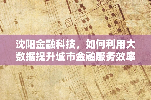 沈阳金融科技，如何利用大数据提升城市金融服务效率？