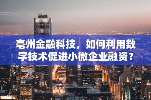 亳州金融科技，如何利用数字技术促进小微企业融资？
