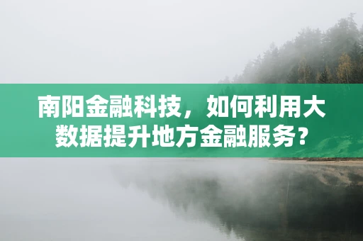 南阳金融科技，如何利用大数据提升地方金融服务？