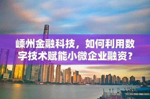 嵊州金融科技，如何利用数字技术赋能小微企业融资？