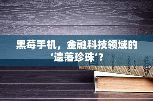 黑莓手机，金融科技领域的‘遗落珍珠’？