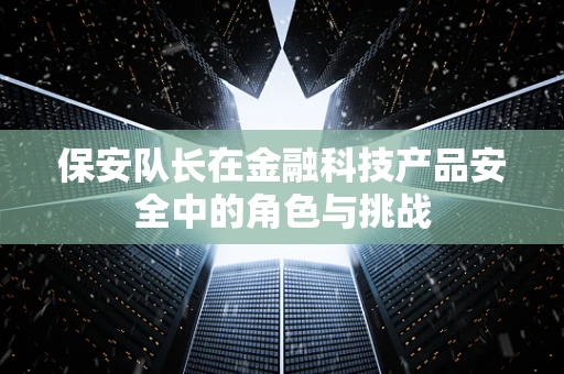 保安队长在金融科技产品安全中的角色与挑战