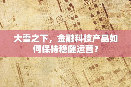 大雪之下，金融科技产品如何保持稳健运营？