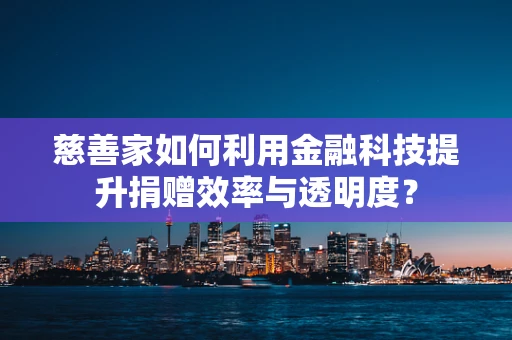 慈善家如何利用金融科技提升捐赠效率与透明度？