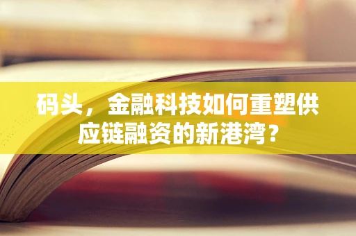 码头，金融科技如何重塑供应链融资的新港湾？