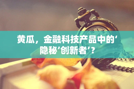 黄瓜，金融科技产品中的‘隐秘’创新者’？