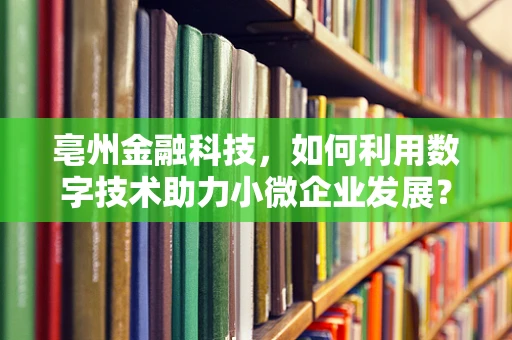 亳州金融科技，如何利用数字技术助力小微企业发展？