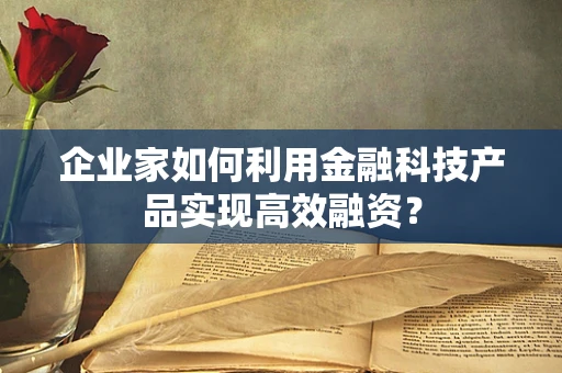 企业家如何利用金融科技产品实现高效融资？