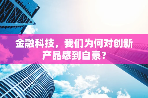 金融科技，我们为何对创新产品感到自豪？