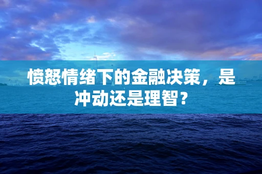 愤怒情绪下的金融决策，是冲动还是理智？