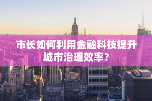 市长如何利用金融科技提升城市治理效率？
