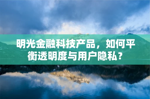 明光金融科技产品，如何平衡透明度与用户隐私？