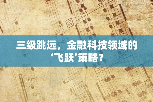 三级跳远，金融科技领域的‘飞跃’策略？