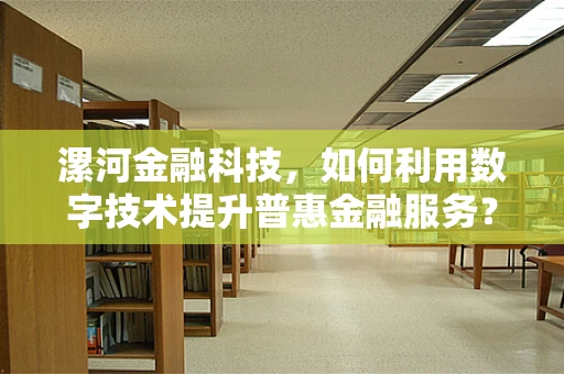漯河金融科技，如何利用数字技术提升普惠金融服务？