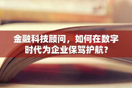 金融科技顾问，如何在数字时代为企业保驾护航？