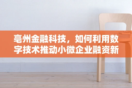 亳州金融科技，如何利用数字技术推动小微企业融资新路径？